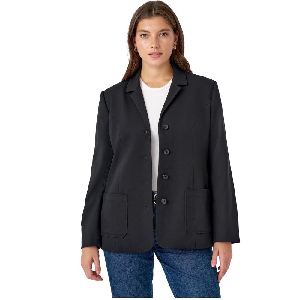 Edited x Hunter McGrady Womens Classic Blazer Black 4-Button Jacket Medium NWT